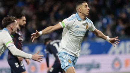 El Yamiq celebra su gol ante el Eibar.
