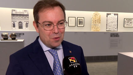Javier Sierra, tras recoger el Premio de las Letras Aragonesas en 2022./ Aragón TV