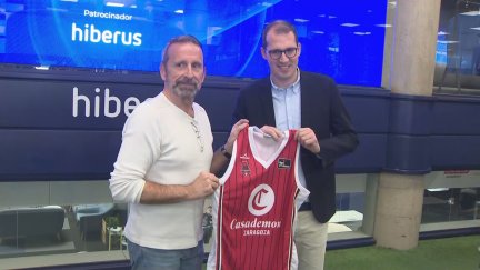 Joan Plaza, en su presentación como nuevo entrenador del Casademont Zaragoza.