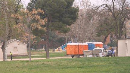 El parque Tío Jorge se había preparado para acoger una nueva celebración de la Cincomarzada este jueves. / Aragón TV