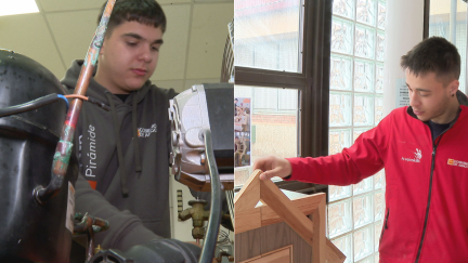David Romero (a la derecha) y Francisco Beltrán, ganadores aragoneses en Spainskills. / Aragón TV