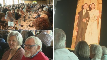 El Ayuntamiento de Zaragoza homenajea a 422 parejas zaragozanas por sus bodas de oro. / Aragón TV