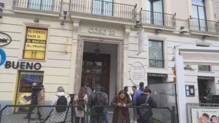Momento de uno de los registro en la sede de Forestalia en su sede de Zaragoza./ Aragón TV