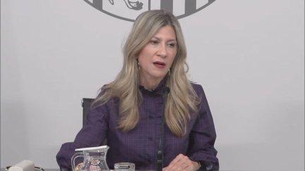 Mar Vaquero, durante la rueda de prensa de este viernes. / Aragón TV