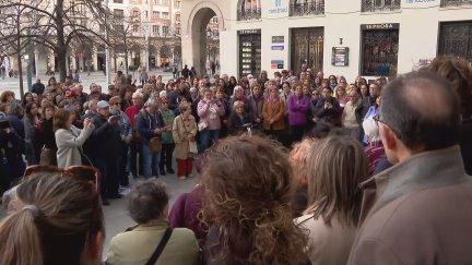 Concentración contra la violencia machista este domingo en Zaragoza. / Aragón TV
