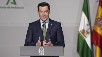 Moreno Bonilla en su comparecencia para anunciar la convocatoria electoral / Junta de Andalucía (EFE)