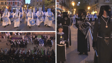 Los bombos y los tambores acompañan a los pasos de esta Procesión del Pregón / Aragón TV