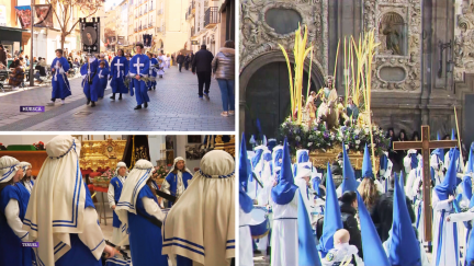 Por la mañana, las procesiones de Huesca y Zaragoza han resistido al viento pero en Teruel han tenido que celebrarlo en interior / Aragón TV