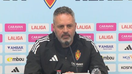David Navarro en la rueda de prensa previa al próximo encuentro ante el Mirandés.