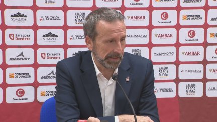 Joan Plaza, durante su comparecencia tras el partido