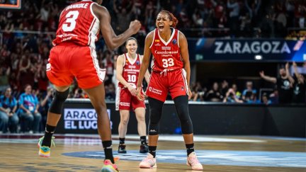 Mawuli celebra una acción en el partido de cuartos de final.