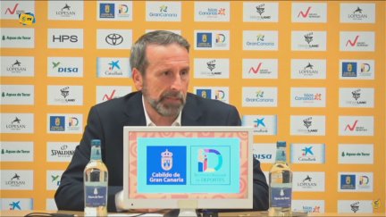 Joan Plaza, durante su comparecencia tras el partido