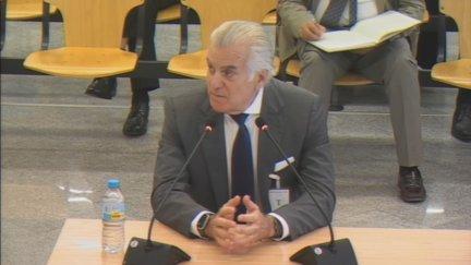 Luis Bárcenas durante su declaración como testigo este lunes. / Aragón TV