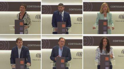 Los grupos parlamentarios han opinado sobre el discurso de Azcón durante su discurso de investidura, este martes. / Aragón TV