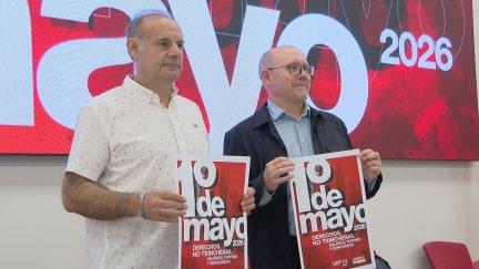 Presentación de la manifestación organizada por UGT y CC. OO. para el 1 de mayo. / Aragón TV