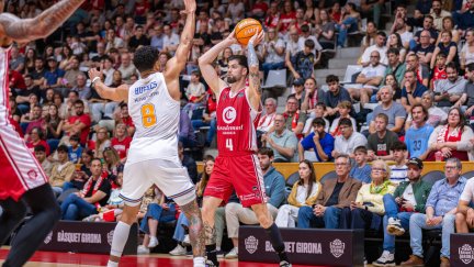 Santi Yusta, en el último partido del Casademont Zaragoza en Girona. Foto: acb Photo / Sergi Geronès