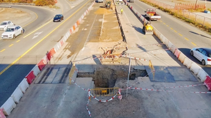 Imagen de archivo de las obras de integración de la N-232 en Utebo (Zaragoza). / Ministerio de Transportes