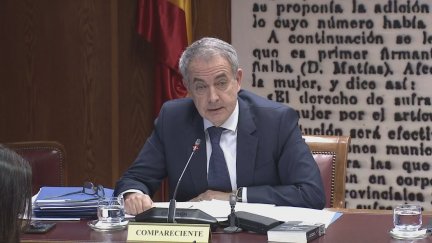 El expresidente del Gobierno, José Luis Rodríguez Zapatero, en su comparecencia en el Senado en marzo. / Aragón TV
