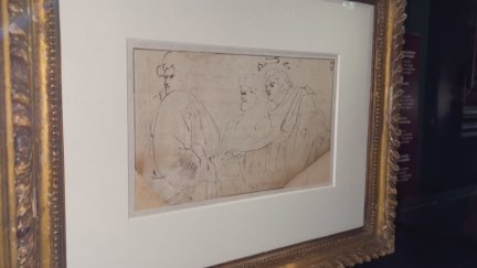 El dibujo de tres apóstoles descubierto en un cuaderno de Rubens de 1607./ EFE