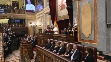 El papa León XIV en el Congreso de los Diputados. / EFE