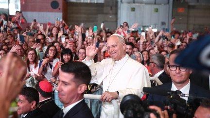 El Papa León XVI, durante un encuentro con los voluntarios, en Ifema Madrid, a 9 de junio de 2026, en Madrid (España)./ Europa Press. Eduardo Parra