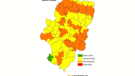 Riesgo de incendios por zonas en Aragón. / Gobierno de Aragón