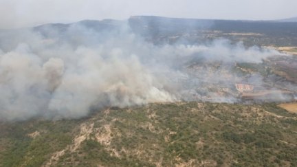 Detalle del fuego originado este viernes. (DGA)