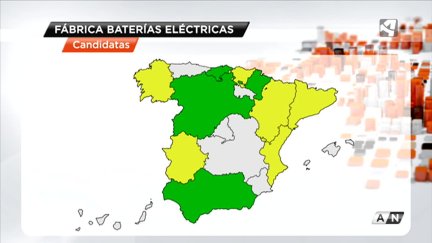 Comunidades autónomas que optan a albergar la anunciada planta de baterías eléctricas.
