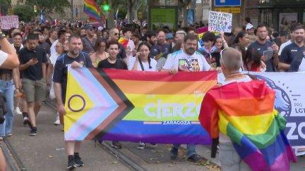 La concentración ha recorrido las principales calles de Zaragoza. / Aragón TV
