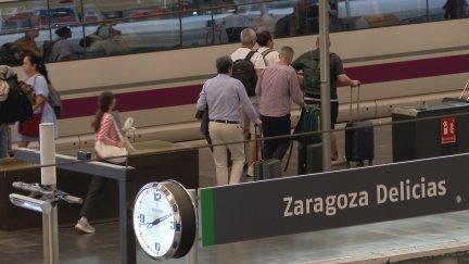 Estación de trenes de Delicias (Zaragoza) este lunes. / Aragón TV