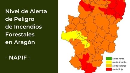 El máximo nivel de alerta se concentra en zonas del Prepirineo y el sur de la provincia de Teruel / Gobierno de Aragón