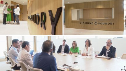 La consejera de Economía, Eva Valle, ha visitado este martes la planta de Diamond Foundry en la Cartuja Baja, en Zaragoza / Aragón TV