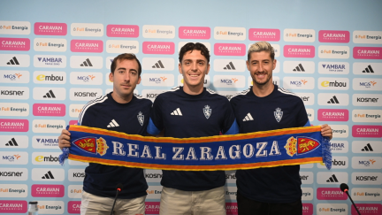 Rubén Díez, Jokin Gabilondo y Sergio Escudero, durante su presentación