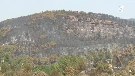 Labores de extinción de este martes en el incendio de Peñarroya de Tastavins.