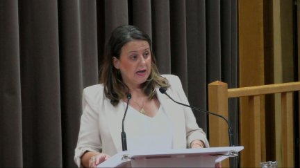 La portavoz de ZeC, Elena Tomás, durante su intervención este miércoles
