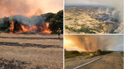 El incendio de las Cinco Villas afecta ya a 15.400 hectáreas de terreno.