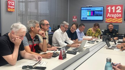 Reunión del CECOPI, este sábado por la mañana, en la sala de crisis del 112.