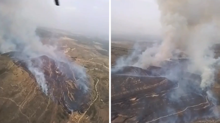 Imágenes aéreas del incendio este lunes por la tarde