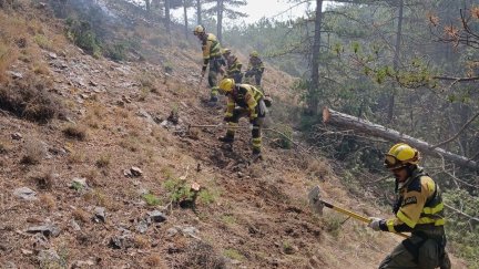 Brigadas trabajando en el incendio de Ejulve.