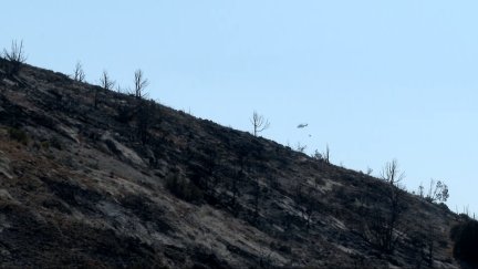 El operativo ha logrado frenar el avance del incendio de Ejulve este sábado.