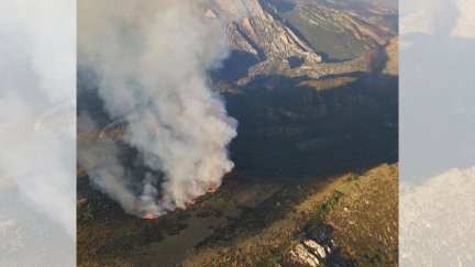 Incendio declarado tras una tormenta en Loporzano. / INFOAR