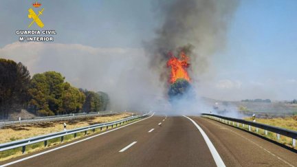 El fuego se ha originado en torno a las 16:00 horas muy cercano a la vía.