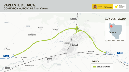 La variante de Jaca bordeará la ciudad por el norte.