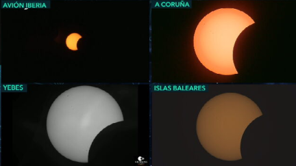 El eclipse visto desde cuatro puntos de la geografía española.