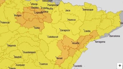 Avisos amarillos y naranjas en Aragón por lluvias y tormentas.