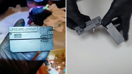 En el dormitorio de uno de los detenidos se encontró un arma corta de fuego camuflada bajo la apariencia de una tarjeta.