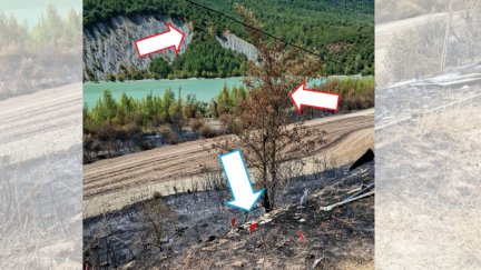 Investigación del punto en el que se originó el incendio de Las Peñas de Riglos.