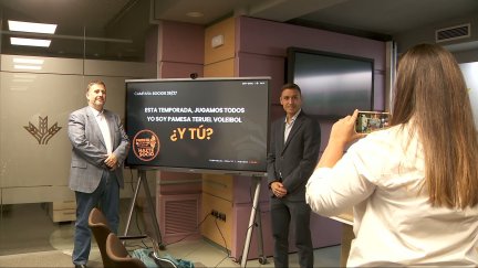 El presidente del Pamesa Teruel Voleibol, Sergio Puerto, durante la presentación de la campaña de abonados para la nueva temporada.
