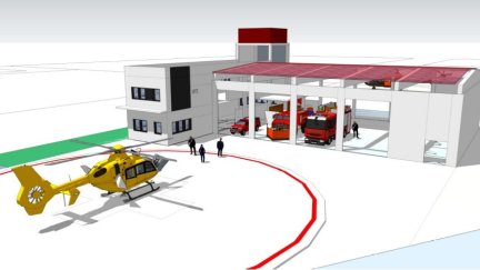 Recreación virtual del nuevo parque de bomberos de Cariñena.