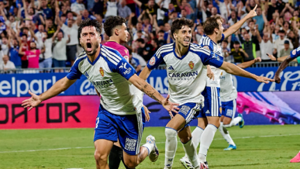 Jaume Jardí celebra el gol frente al Cartagena